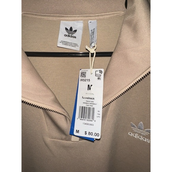 Adidas Men Originals Funnel Neck Track Top Jacket Beige IX5215 Adicolor Size M - Picture 2 of 4